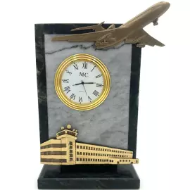 Aeroflot bronze table clock